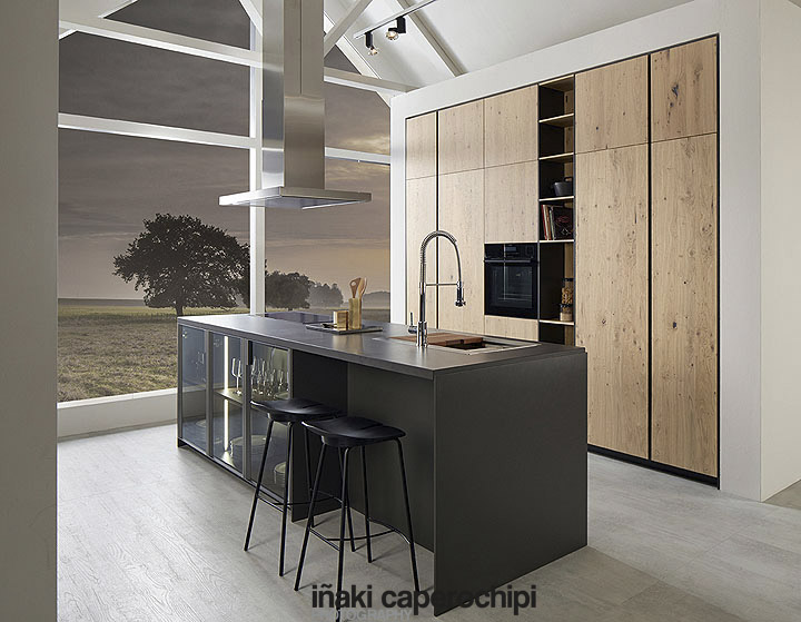 Cocina con vitrinas.  Diseño de cocina, Muebles de cocina, Dica